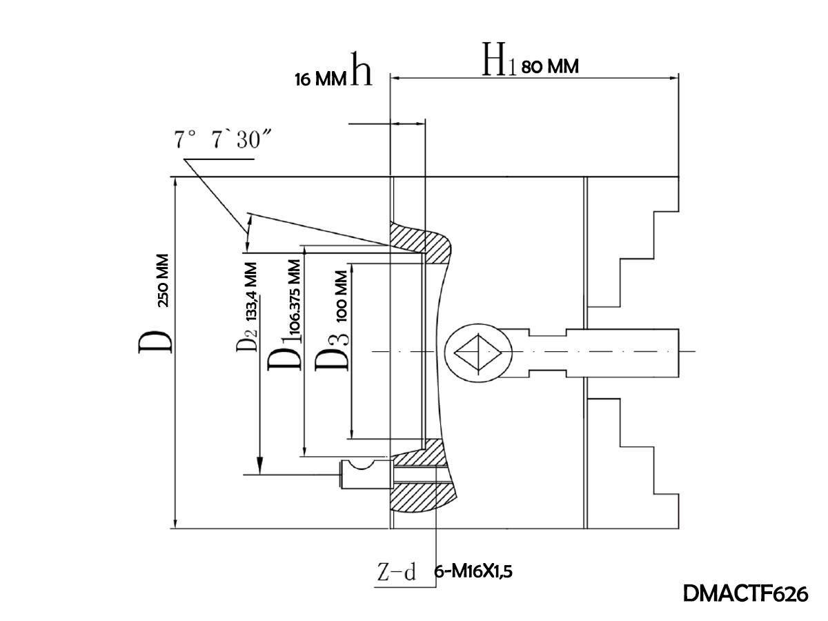 Mandrino a 4 pinze indipendenti diametro 250 mm