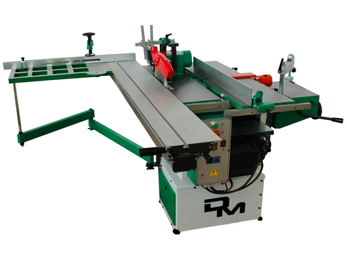 Kombimaschine mit 7 Bearbeitungen, Hobelmaschine von 260 mm und Besäum-Schiebetisch auf Aluminium-Wagen mit Breite des Schneidblattes 1500 mm