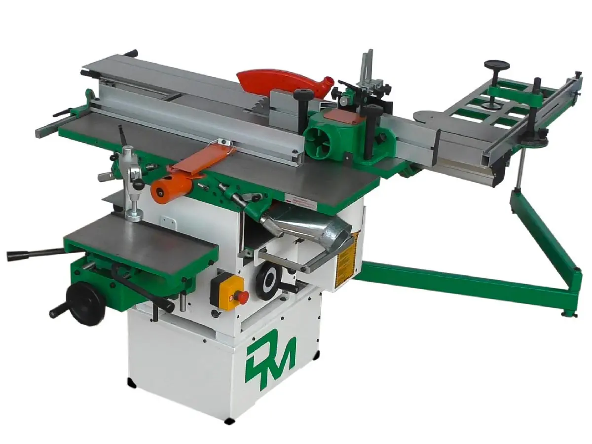 Kombimaschine mit 7 Bearbeitungen, Hobelmaschine von 260 mm und Besäum-Schiebetisch auf Aluminium-Wagen mit Breite des Schneidblattes 1500 mm