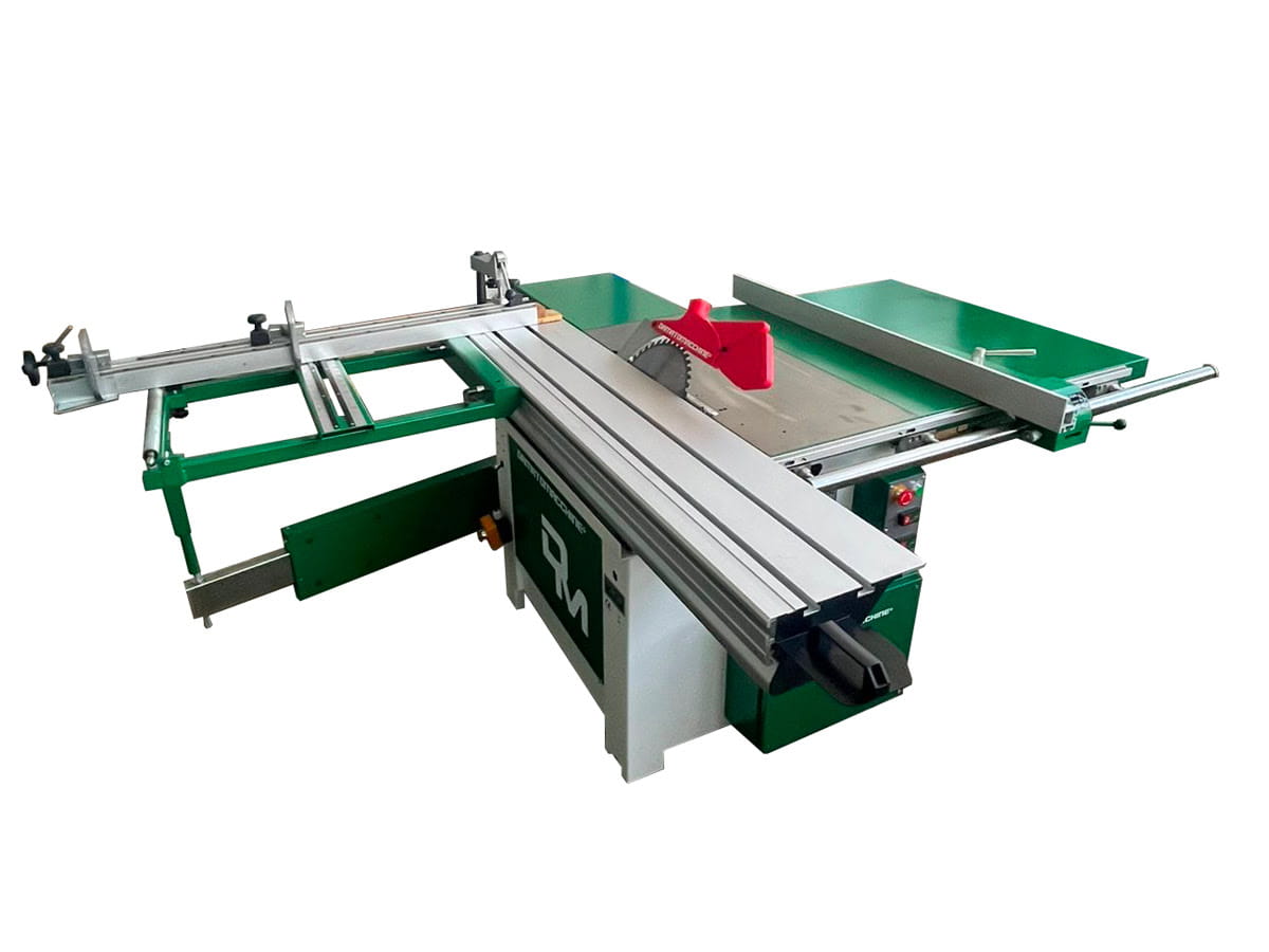 Wood squaring machine with 1600 mm carriage and independent spindle moulder powered by 1 single-phase 3 hp motor (also three-phase on request)

