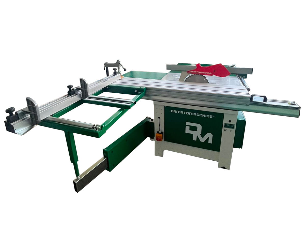 Wood squaring machine with 1600 mm carriage and independent spindle moulder powered by 1 single-phase 3 hp motor (also three-phase on request)
