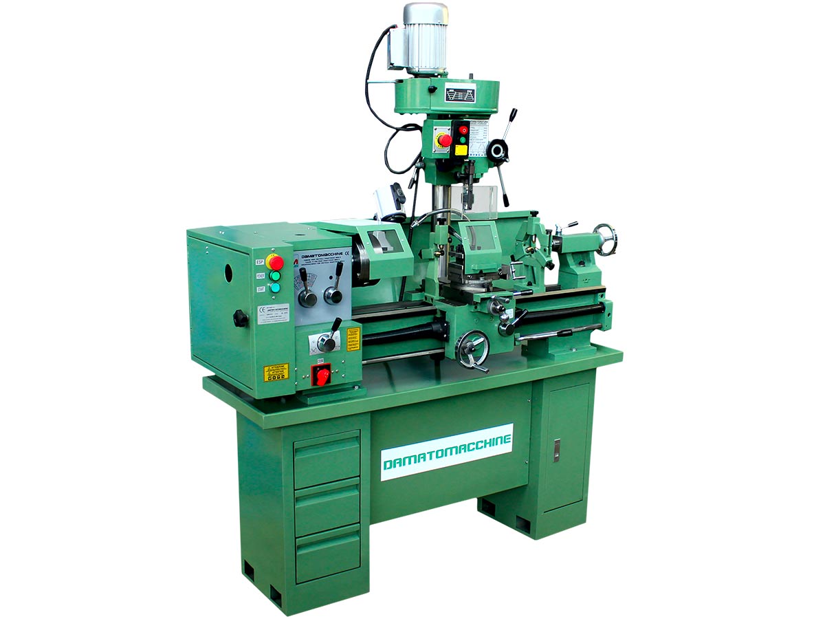 Machine tool consisting of a 320x800 mm lathe, independent milling machine with speed from 400 to 1640 rpm powered by a 750 W motor