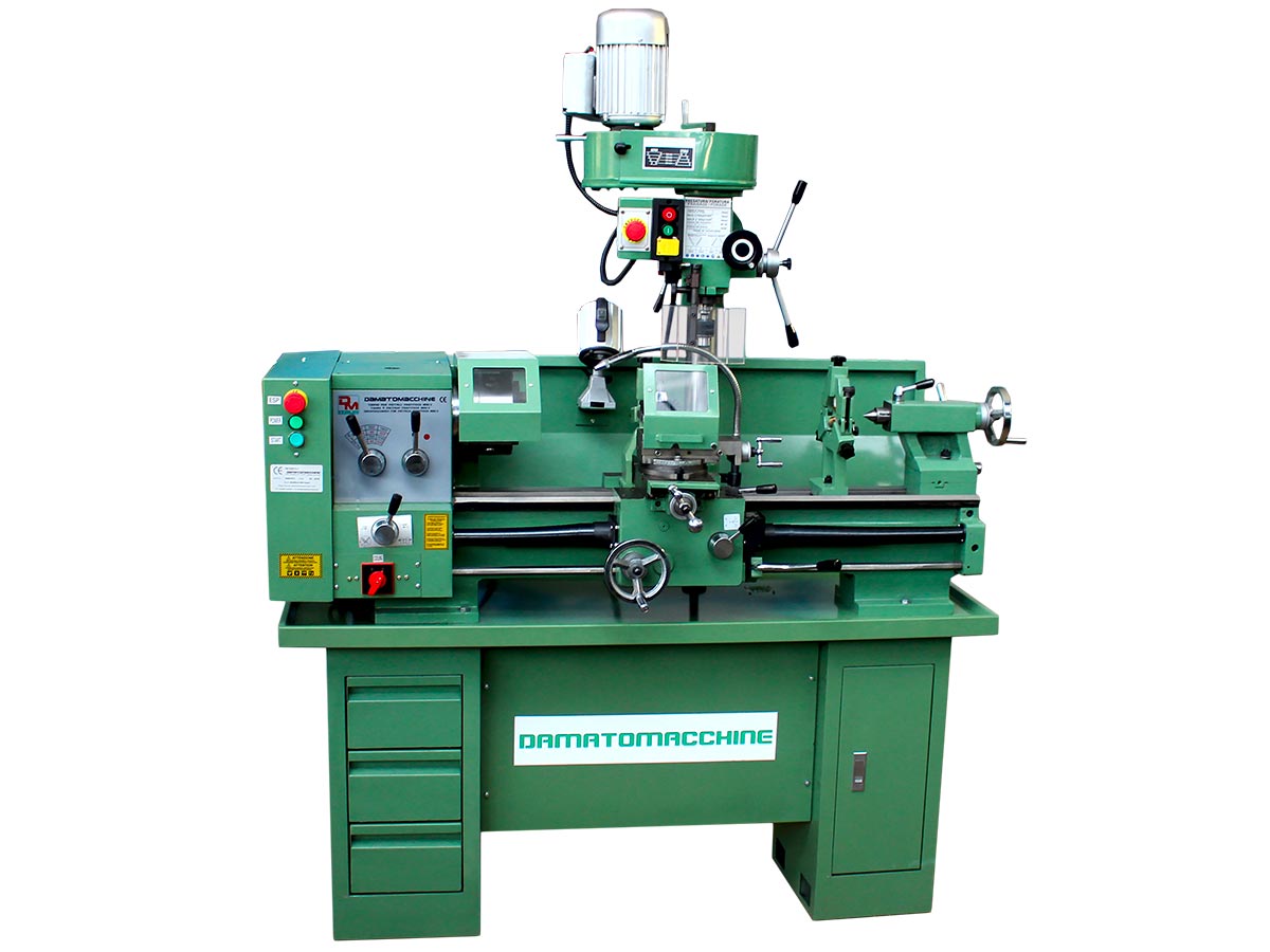 Machine tool consisting of a 320x800 mm lathe, independent milling machine with speed from 400 to 1640 rpm powered by a 750 W motor