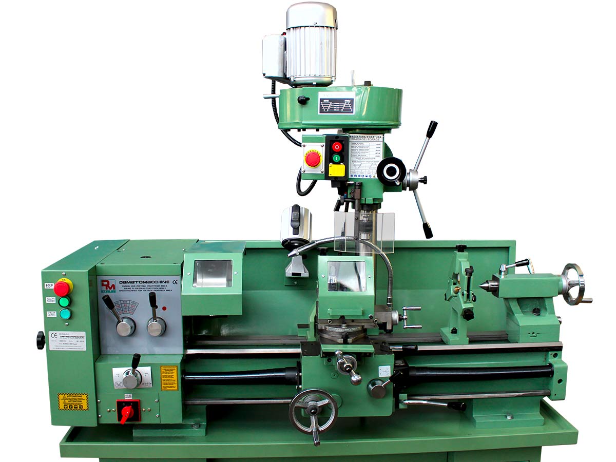 Machine tool consisting of a 320x800 mm lathe, independent milling machine with speed from 400 to 1640 rpm powered by a 750 W motor