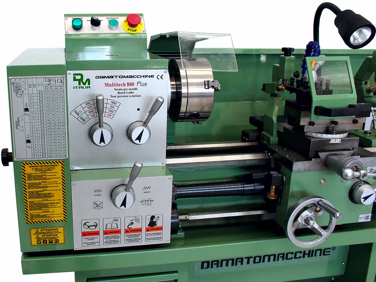 Metal Lathe with distance between centers of 800 mm, water cooling pump, max swing over bed 330 mm and single-phase motor 1500 W 
